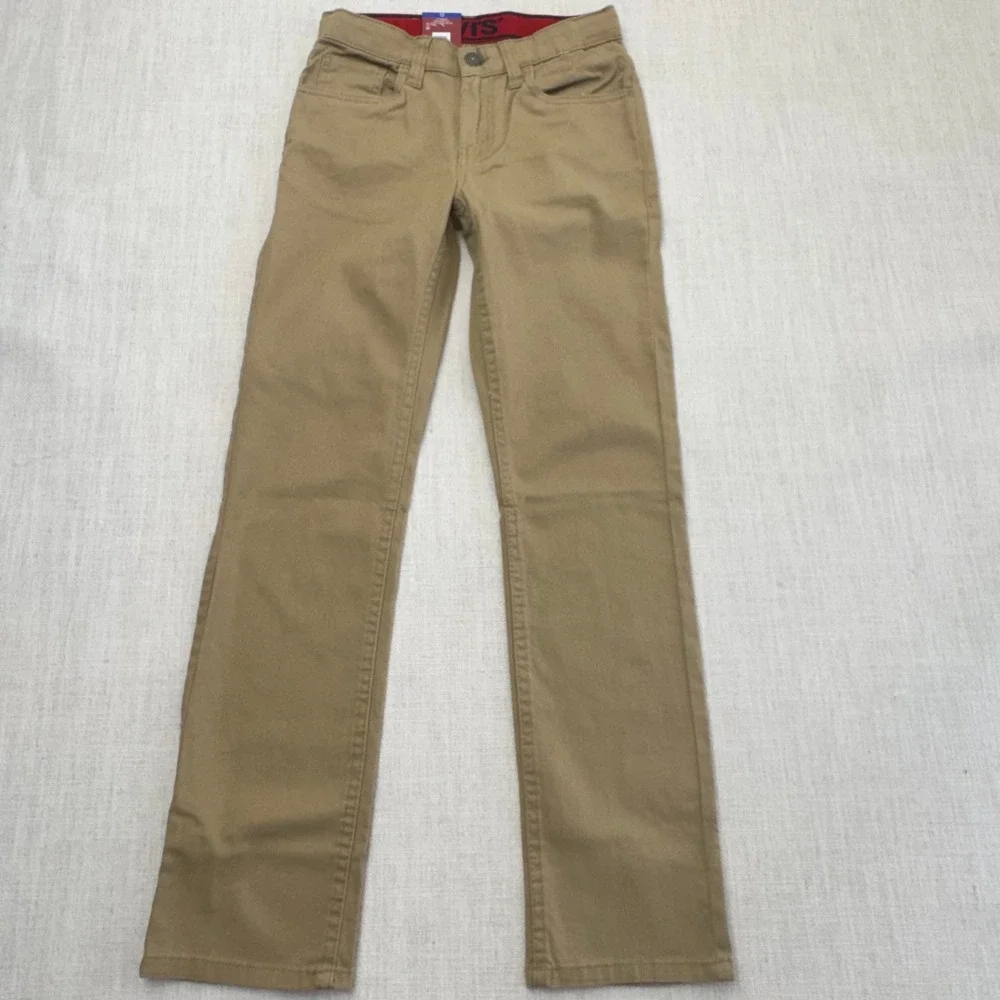 Levis Boys 511 Slim Fit Stretch Adjustable Twill Pants Harvest Gold Khaki Sz 12